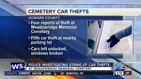 Police investigating string of car thefts at Meadowridge Memorial Cemetery