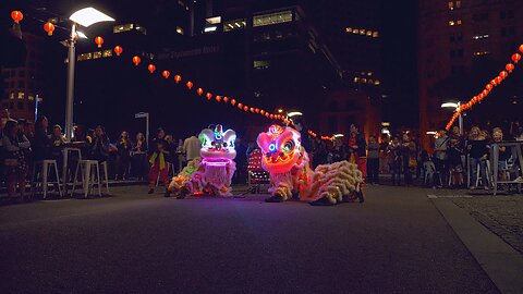LED Lion Dance CNY Perth Night Noodle Markets Elizabeth Quay Australia