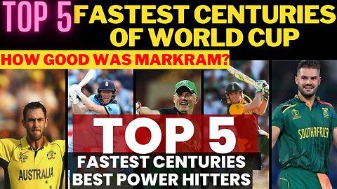 Top 5 Fastest centuries of World Cup History | NO # 1in 2023 World Cup? | Maxwell, Morgan, AB listed