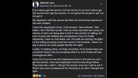 Vaccine Deaths and Side Effects (social media posts from real people)