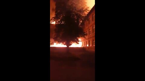 A school used by Ukrainian forces burns in Avdeevka