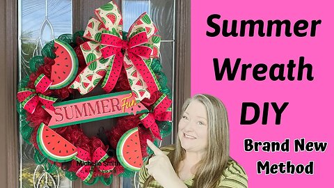 Summer Wreath DIY ~ No Fray Deco Mesh Watermelon Wreath My Brand New No Fray Method! Dollar Tree DIY