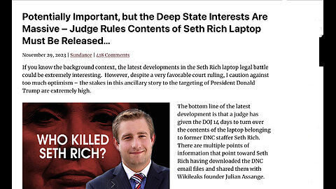 Seth Rich contents of laptop release coincides with the Q- THE FINAL COUNTDOWN: THE GREAT AWAKENING