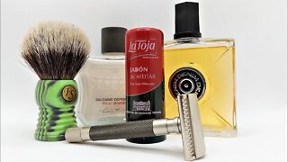 La Toja shaving soap first try, Parker Semi-slant with Personna platinum Blade, BLOOD SPILLED