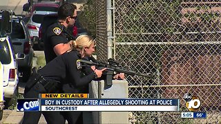 Boy in custody after allegedly firing at SDPD