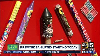Firework ban lifted today