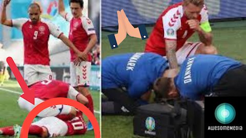 Christian Eriksen collapses on the pitch during Euro 2020 football game (**SHOCKING FOOTAGE**)
