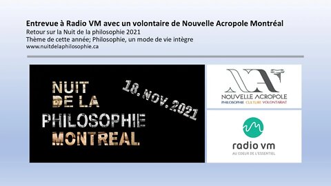 Nuit de la philosophie 2021 - Entrevue à Radio VM