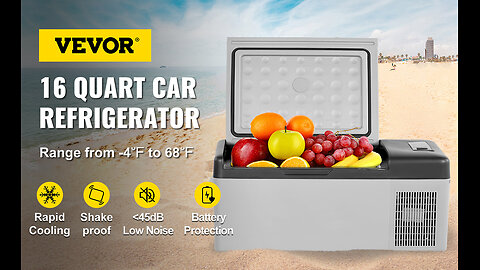 VEVOR C15 - 12V Portable Mini Fridge | 16Qt/20ltr Car Refrigerator w -4℉ to 68℉ Cooling