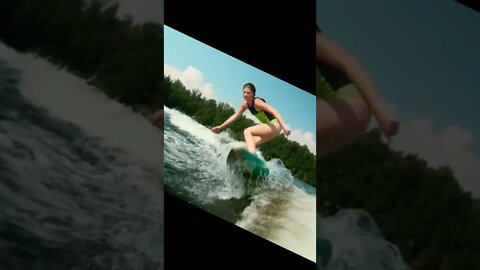 Woman Wakesurfing on Lake #billionairelifestyle #shorts