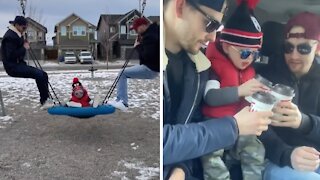 Cute nephew has the best time out with his fun uncles