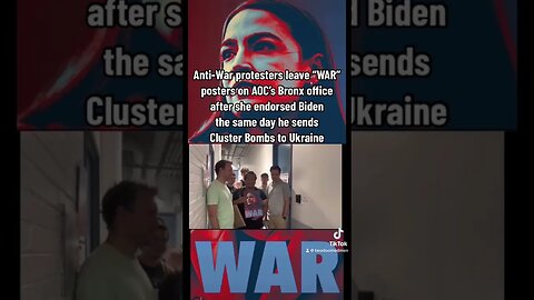 Anti-War protesters leave “WAR” posters on AOC’s Bronx office
