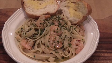 Cajun Shrimp Scampi over Fettuccine