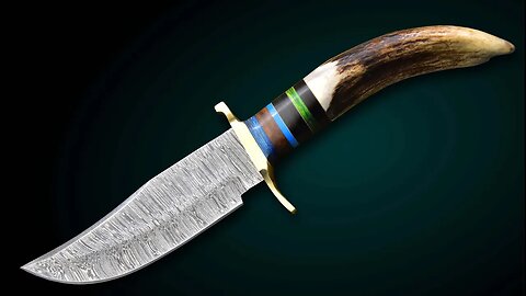 Antler Stag Horn Handle Knives Hand Forged Damascus Steel Camping Hunting Knife Utility Army Knife