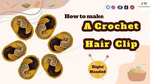 How to make a crochet hair clip ( Right - Handed ) - With the pattern