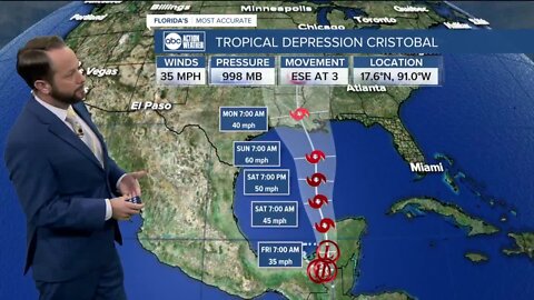 Cristobal weakens to Tropical Depression, continues to produce heavy rain and flooding