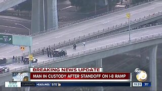 Man in custody after standoff on I-8 ramp