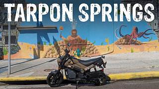 Riding my Honda Navi through the GREEK INSPIRED TOWN on the GULF of MEXICO | TARPON SPRINGS