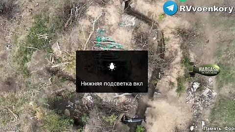 Grenade dropping drone harasses Ukrainian soliders in dugout