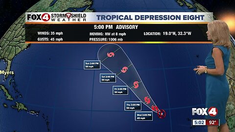 Tropical Depression 8 forms in the Atlantic, no threat to land