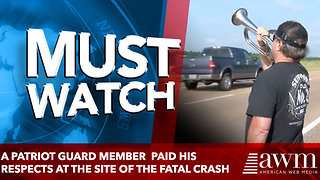 A Patriot Guard member paid his respects at the site of the fatal crash