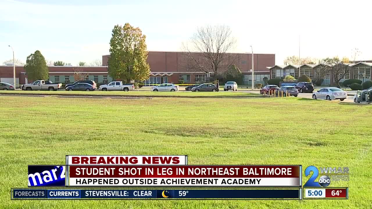 Student shot in leg in Northeast Baltimore