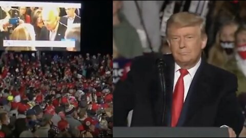 Trump STUNS, Pulls Up Scorching Video of Harris and Biden on GIANT Screens At Rally