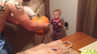 "Toddler Afraid Of Pumpkin"