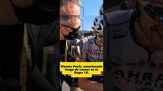 Wouter Poules emocionado, luego de vencer en la Etapa 15 del Tour de Francia 2023.