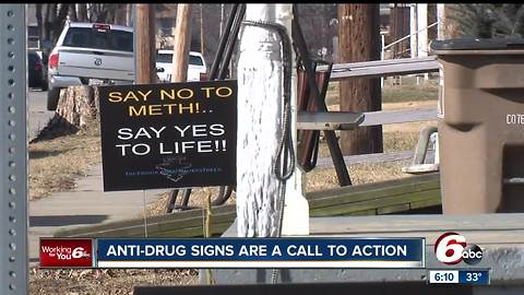 Former addict using 'say no to heroin' signs to raise awareness to drug epidemic