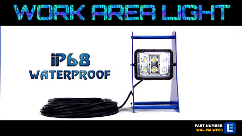 60 Watt Portable LED Work Area Light - Waterproof - Aluminum Frame - Adjustable Light Head