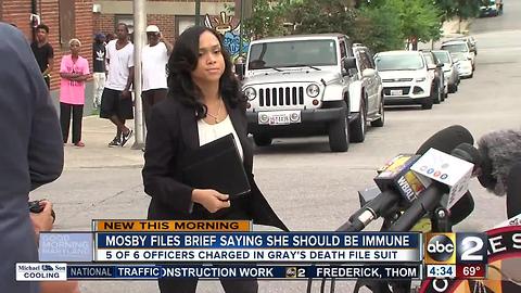 Mosby says she's immune from officers' lawsuit