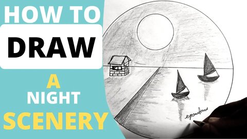 How To Draw Moonlight Scenery With Pencil