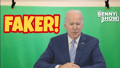 Biden Breaks Out The Fake White House And Puts Fake Container Ships In The Background
