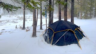 Hot Tent Camping In A Blizzard | ASMR