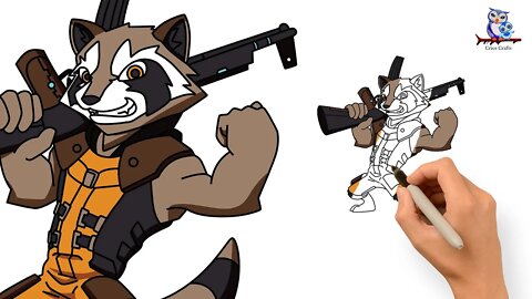 How to Draw Rocket Racoon Guardians of the Galaxy - Art Tutorial