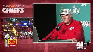 Chiefs head coach Andy Reid reacts to first Super Bowl win