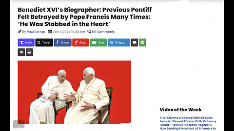 Previous Pontiff Felt Betrayed by Pope Francis Many Times: ‘He Was Stabbed in the Heart’