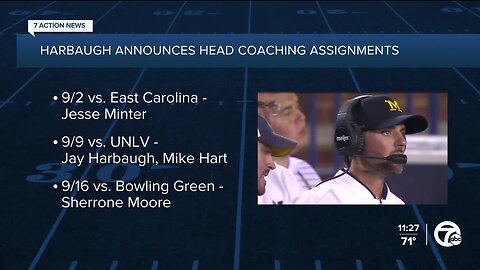 Jim Harbaugh announces head coaching assignments for first 3 games