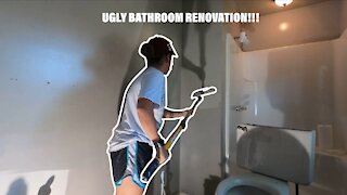 diy SATISFYING TRANSFORMATION gross old bathroom renovation