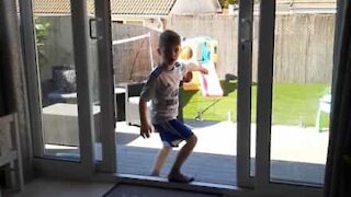 Young footballer beats quarantine with spot-on shot