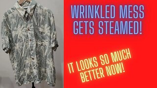 Saving a Wrinkled Shirt with a handy clothes steamer