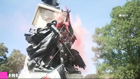 Ranger SURROUNDED, Bottles Thrown after DC Statue Tagged by Pro-palestine Protesters