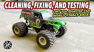 Cleaning, Prepping, and Testing RC Monster Trucks for Monster Jam World Finals' Race