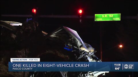 1 dead following 8-vehicle crash in Pasco County, FHP says