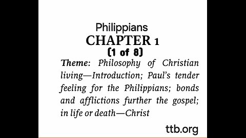 Philippians Chapter 1 (Bible Study) (1 of 8)