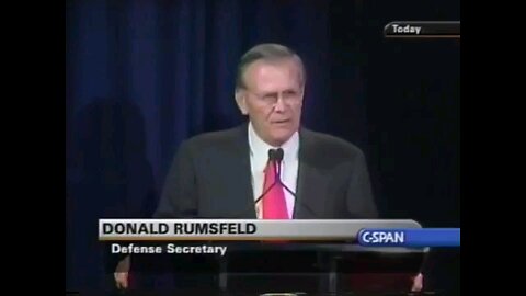 Donald rumsfeld 9/11 admitting losing 2.3 trillion. boom wtc7 go down