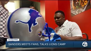 Barry Sanders meets fans, talks Lions training camp