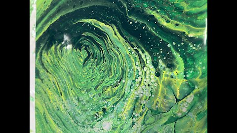 Acid Green Swampy Straight Pour ~ #fluidart #abstractart #itglows #straightpour