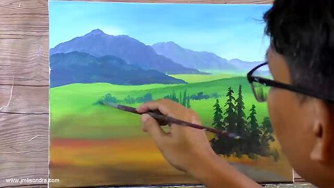 How to Paint Overlooking Lake in Acrylics